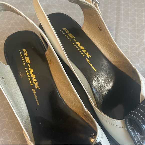 Re-Mix Scroll Double Platform Slingback Wedge in White /Black Patent 7 - Picture 5 of 8